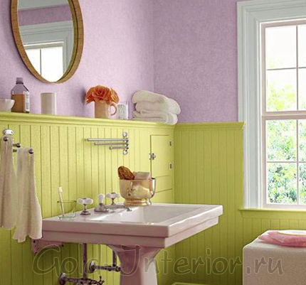 Цвет фисташки и лаванды в интерьере ванной