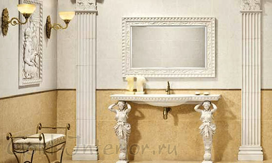 Гипсовые элементы и статуи в дизайне ванной античного стиля