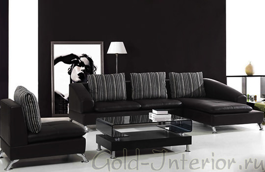 Кожаный диван в современном интерьере