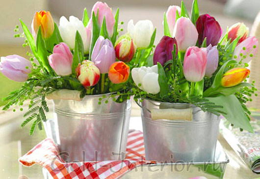 Разноцветные тюльпаны для декора интерьера