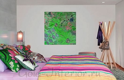 Современная спальня в ярких цветах